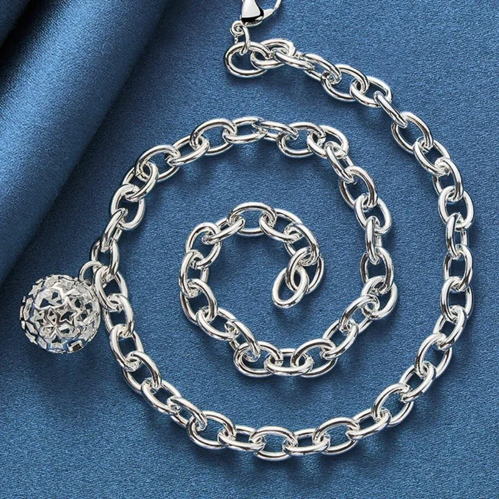 18 Inch O-Ring Chain With Hollowed & Carved Ball
